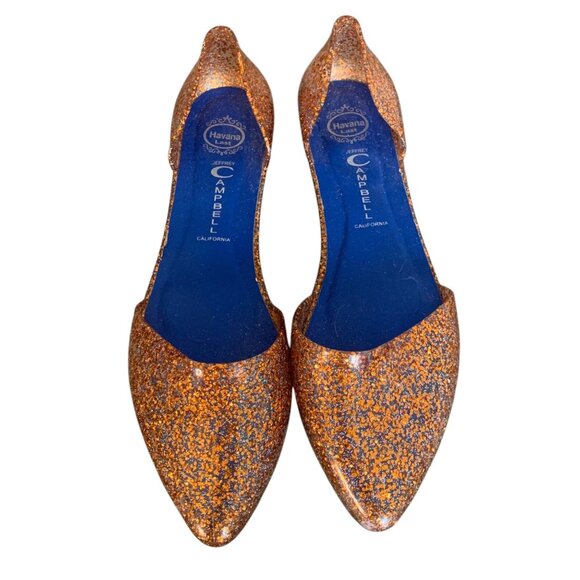 JEFFREY CAMPBELL Iridescent Orange Love D’Orsay Point Toe Jelly Flats Size 8.5 - Picture 3 of 11